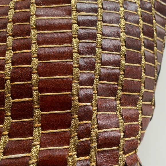 Genuine Leather Vintage Italian Designer Silvano Biagini Bucket Bag - Picture 3 of 16